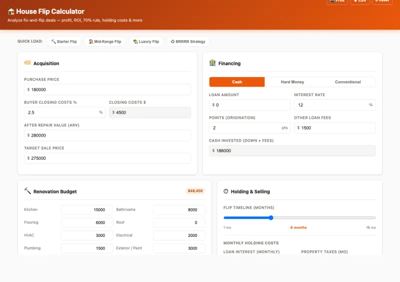House Flip Calculator preview